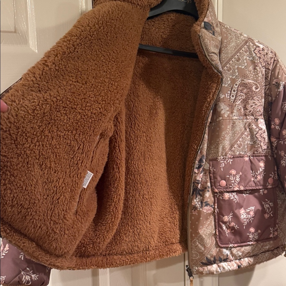 Floral Patchwork reversible, puffer Jacket - Brow… - image 3